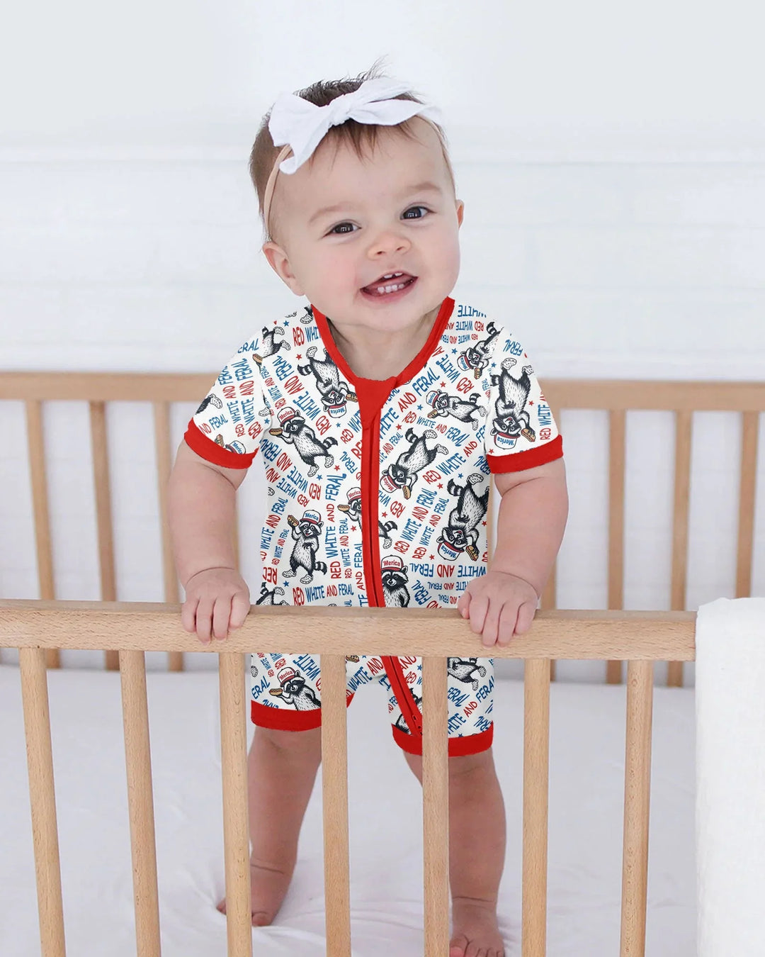 Red White and Feral Bamboo Shorty Zippy