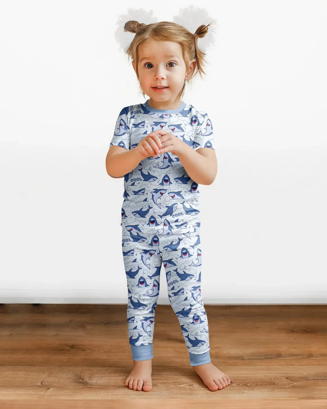 Big Sharks Attack Bamboo Two Piece Short Sleeve Pajama Set