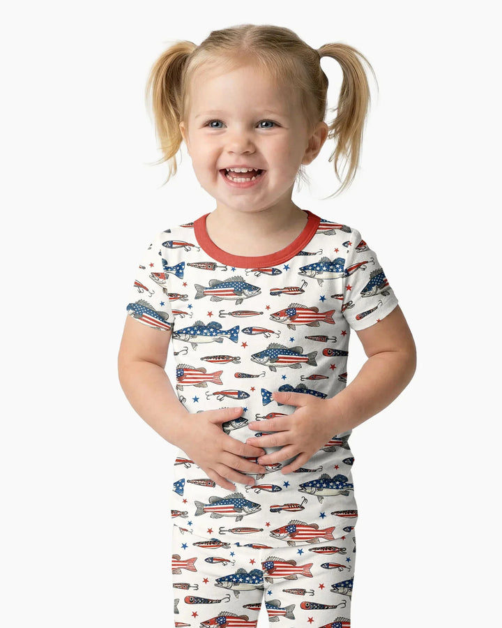 Hooked On Freedom Bamboo Two Piece Short Sleeve Pajama Set
