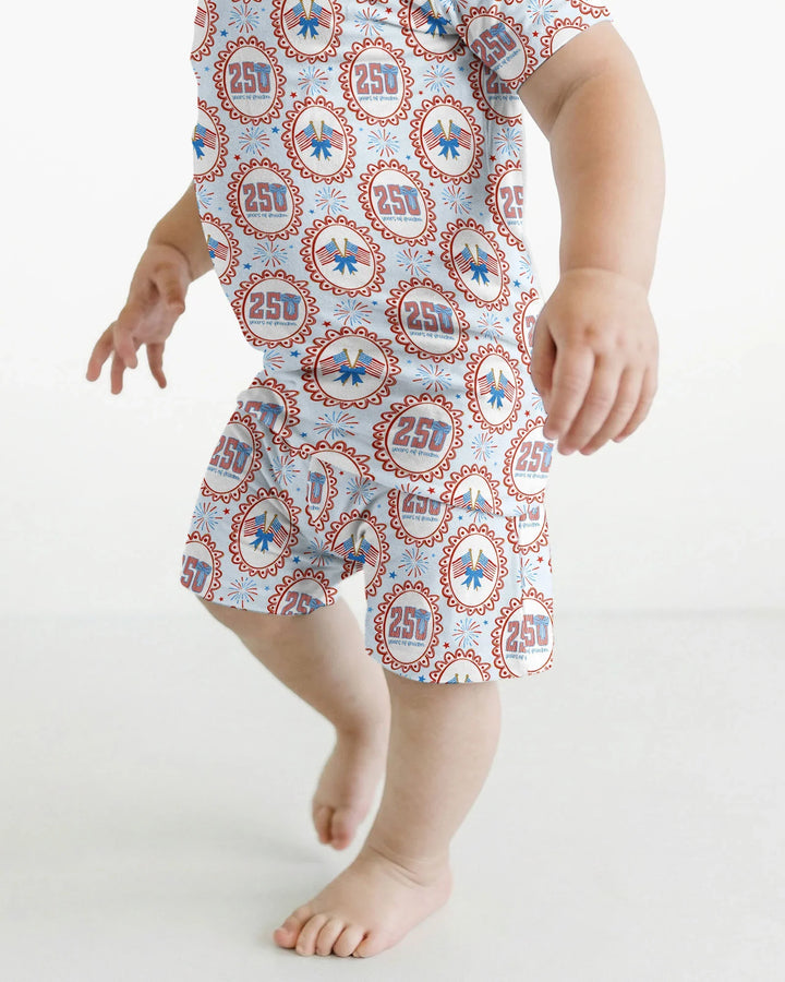 Patriotic Coquette Bamboo Two Piece Short Sleeve Shorts Pajama Set