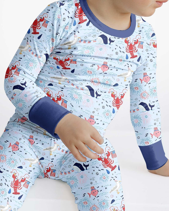 250 Summers Strong Matching Family Bamboo Two Piece Long Sleeve Pajama Set