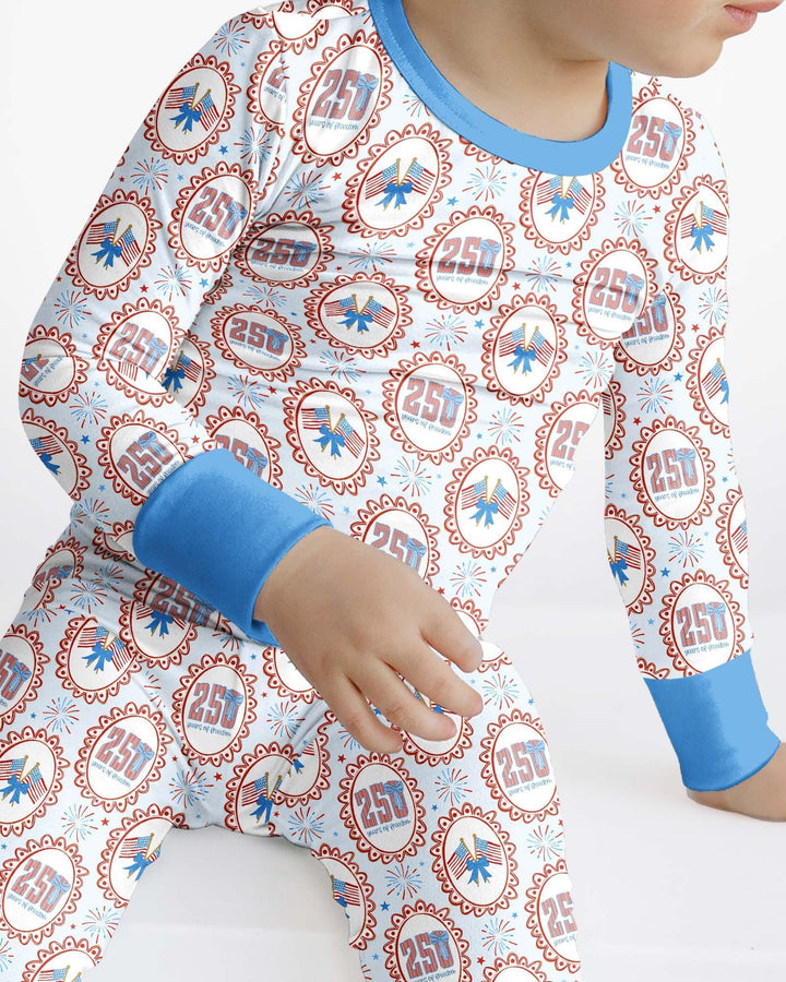 Patriotic Coquette Bamboo Two Piece Long Sleeve Pajama Set