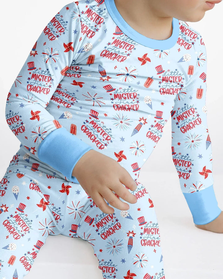 Little Miss Firecracker 4th July Bamboo Two Piece Long Sleeve Pajama Set
