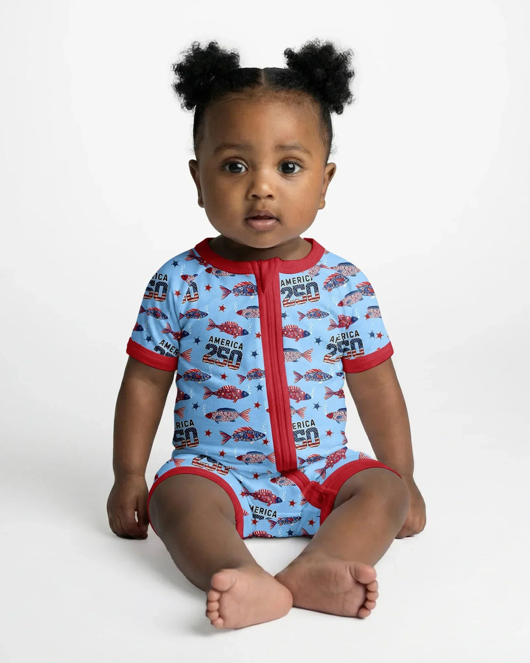 Stars and Stripes Fish Bamboo Shorty Zippy