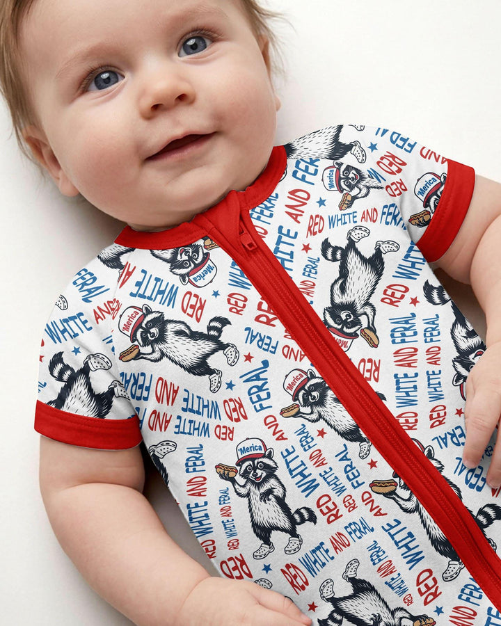Red White and Feral Bamboo Shorty Zippy