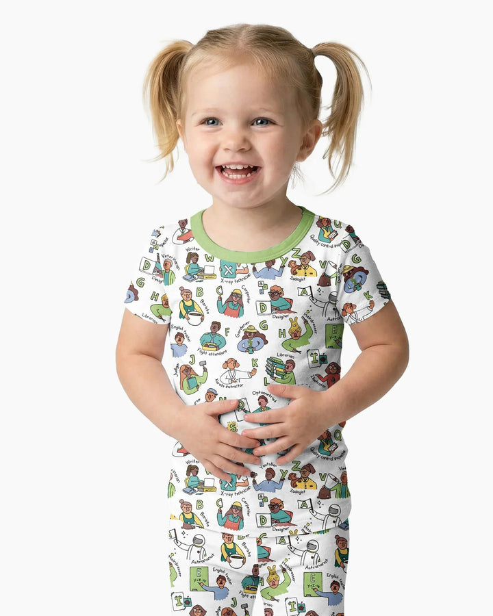 Jobs Alphabet Bamboo Two Piece Short Sleeve Pajama Set