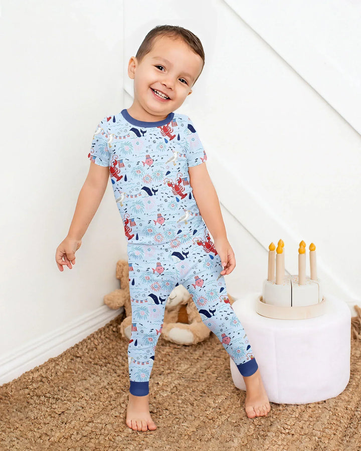 250 Summers Strong Matching Family Bamboo Two Piece Short Sleeve Pajama Set