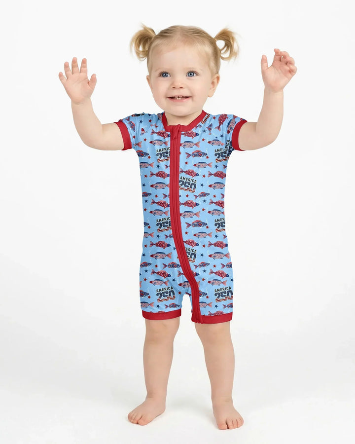 Stars and Stripes Fish Bamboo Shorty Zippy