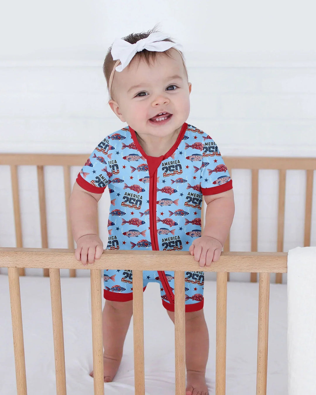 Stars and Stripes Fish Bamboo Shorty Zippy