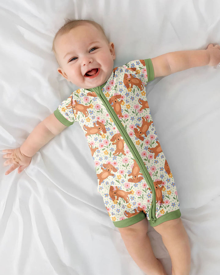 Dachshund Blooms Family Matching Bamboo Shorty Zippy