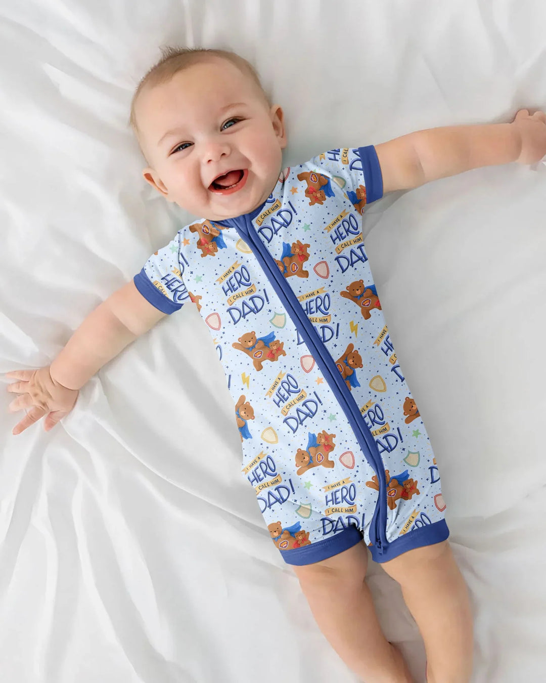 I Have A Hero Daddy & Me Matching Bamboo Shorty Zippy