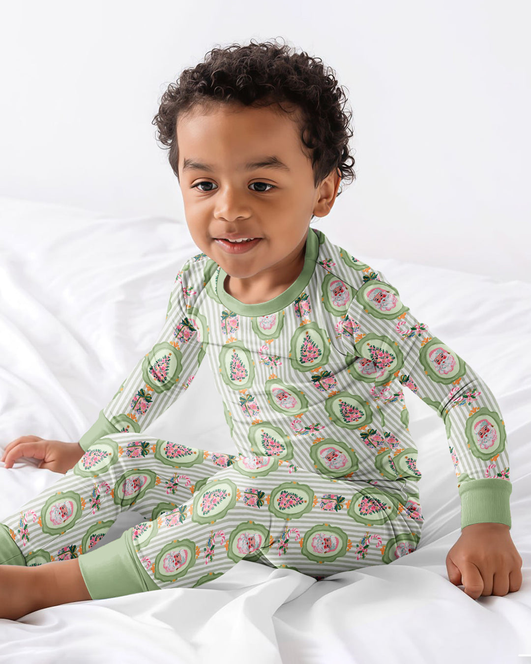 Vintage Christmas Keepsake  Bamboo Two Piece Long Sleeve Pajama Set
