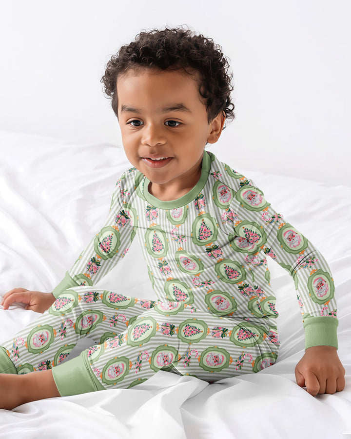 Vintage Christmas Keepsake  Bamboo Two Piece Long Sleeve Pajama Set