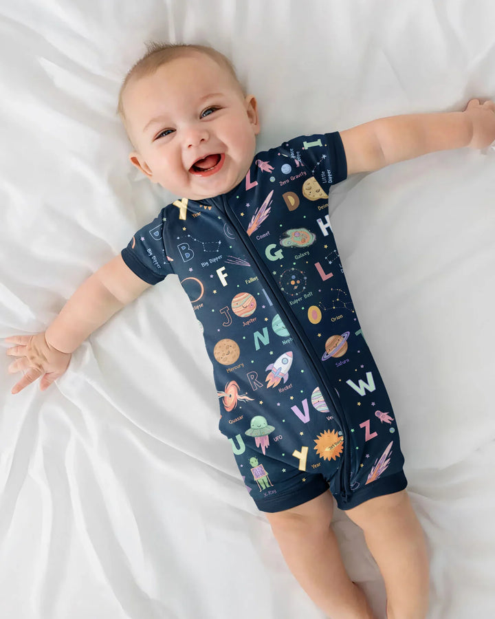 Space Alphabet Bamboo Shorty Zippy