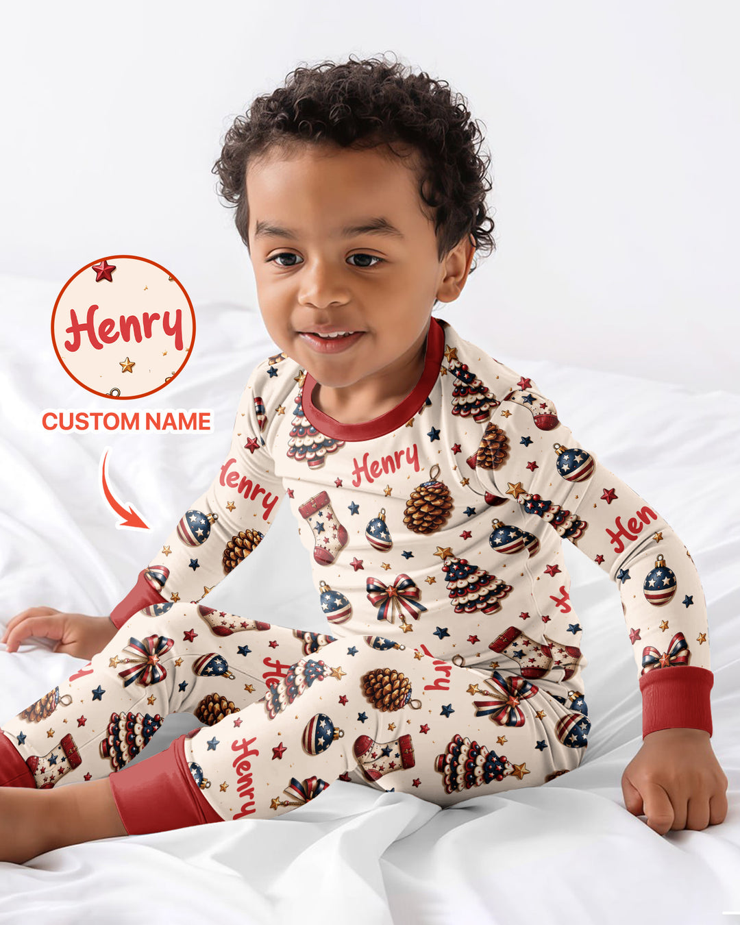 Proud Of American Baby Bamboo Two Piece Long Sleeve Pajama Set