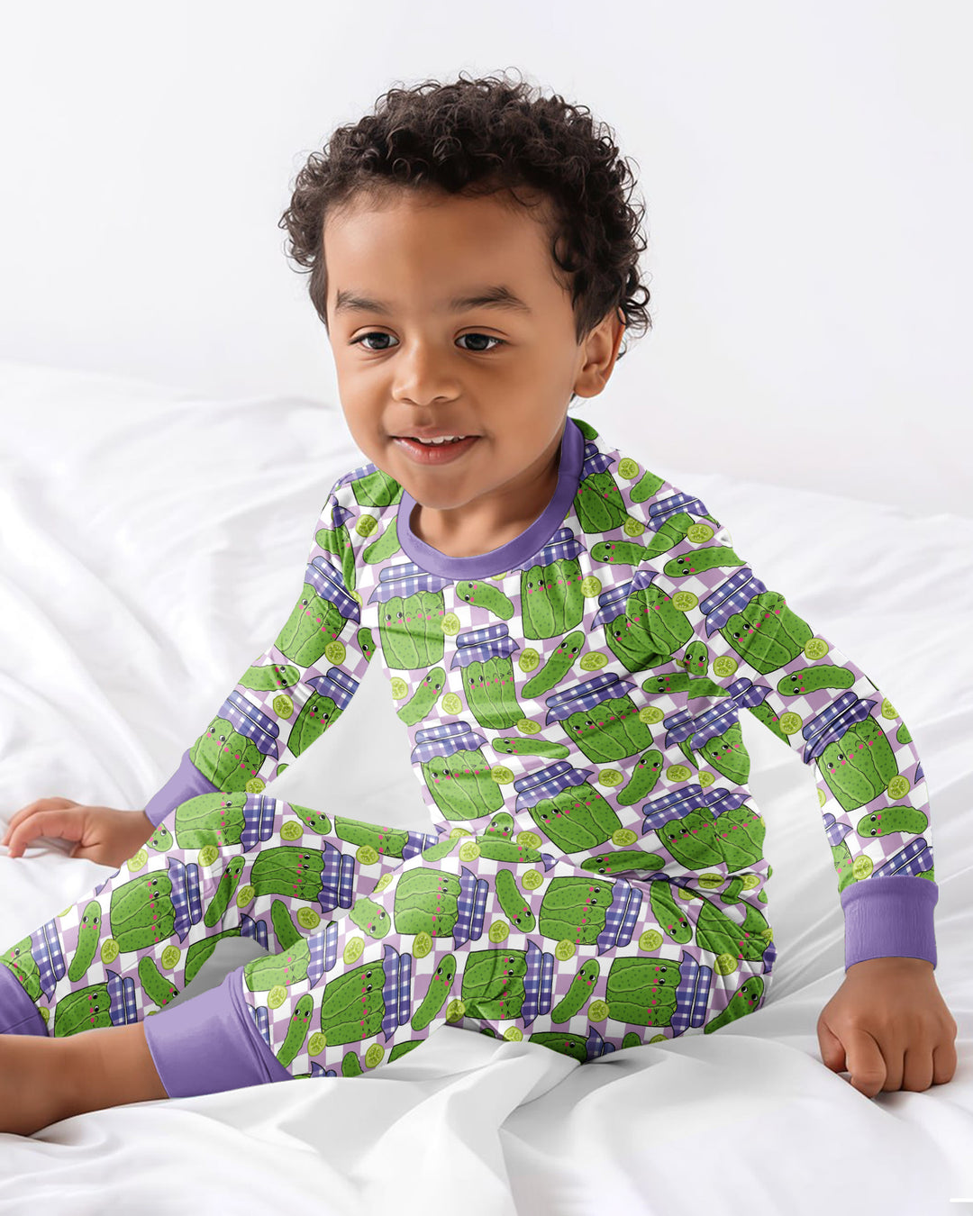 Kawaii Pickle Jar Bamboo Two Piece Long Sleeve Pajama Set