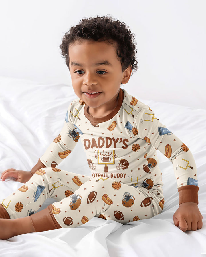 Daddy's Future Football Buddy Bamboo Two Piece Long Sleeve Pajama Set