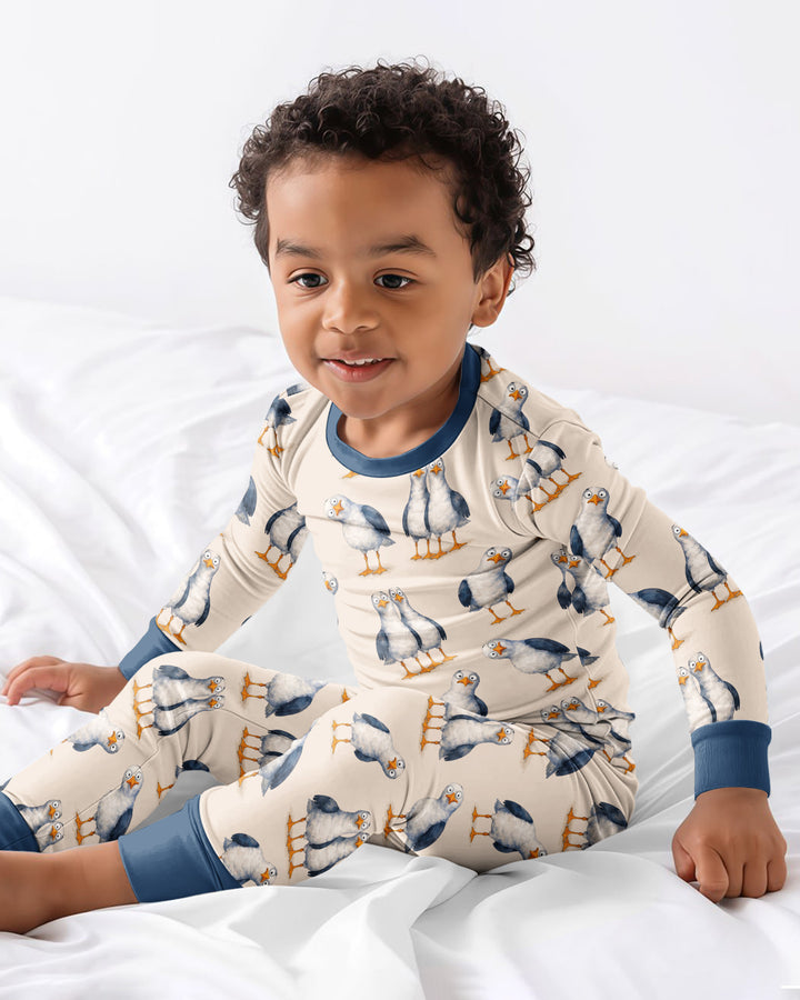 Goofy Seagulls Bamboo Two Piece Long Sleeve Pajama Set