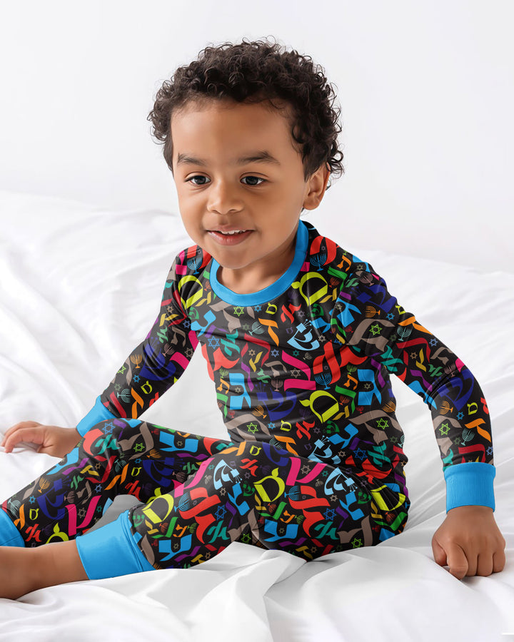 Hebrew Harmony Family Matching Bamboo Two Piece Long Sleeve Pajama Set