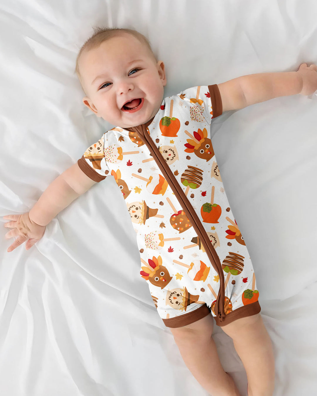 Fall Caramel Apple Family Matching Bamboo Shorty Zippy
