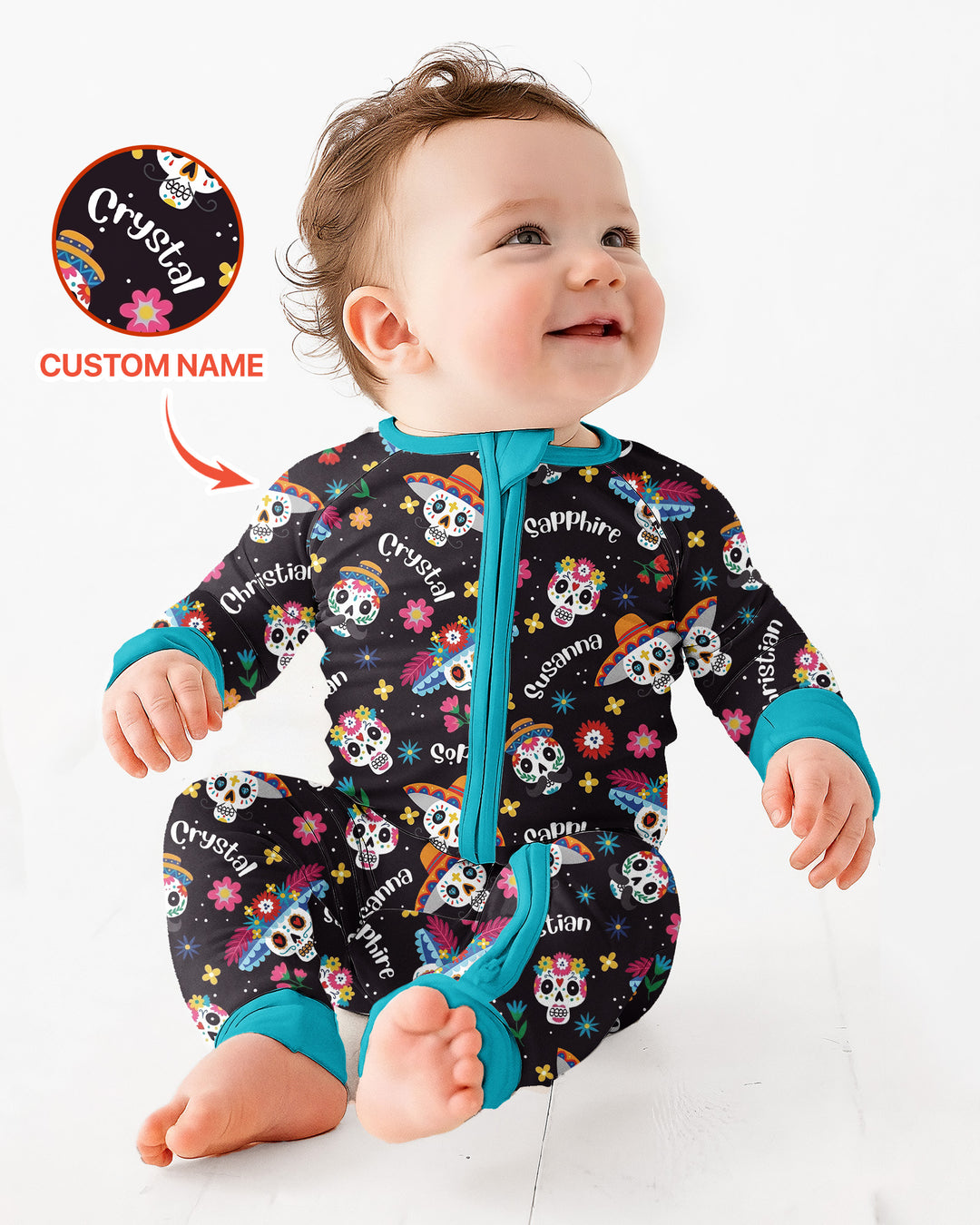 Custom Name Dia De Los Muertos Bamboo Convertible Zippy