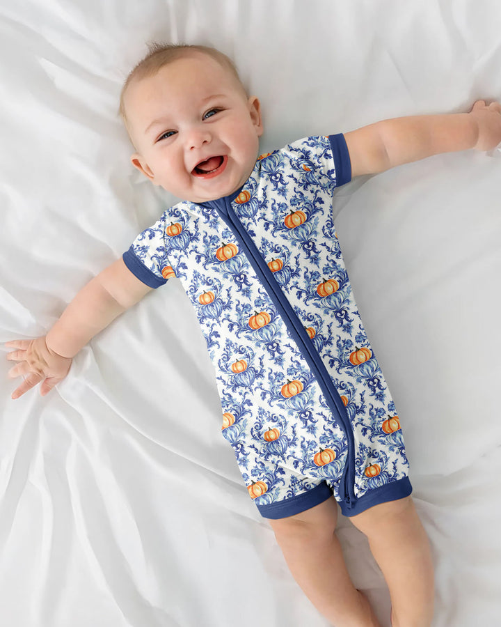 Pumpkin Toile Family Matching Bamboo Shorty Zippy
