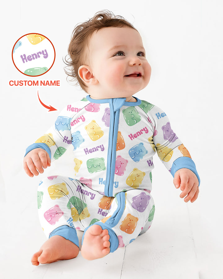 Kawaii Jelly Gummy Bears Custom Name Bamboo Convertible Zippy