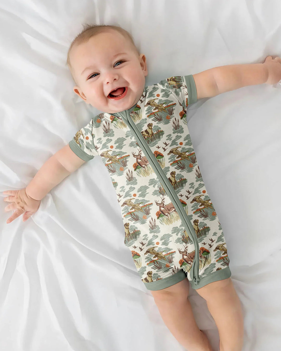 Vintage Hunting Season Daddy& Me Matching Bamboo Shorty Zippy