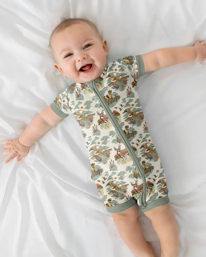 Vintage Hunting Season Daddy& Me Matching Bamboo Shorty Zippy