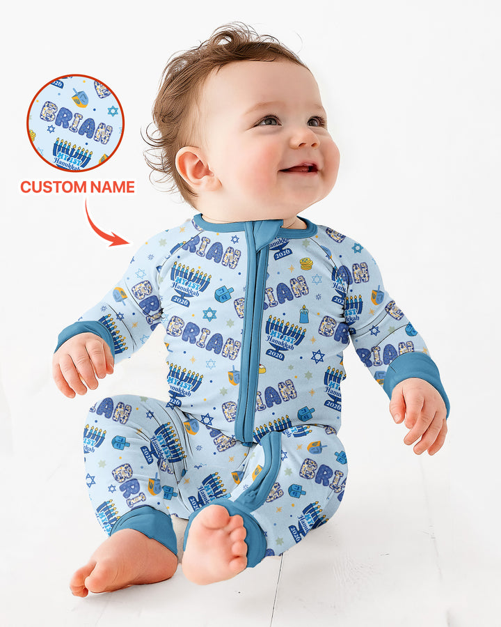 Custom name My First Hanukkah 2026 Bamboo Convertible Zippy