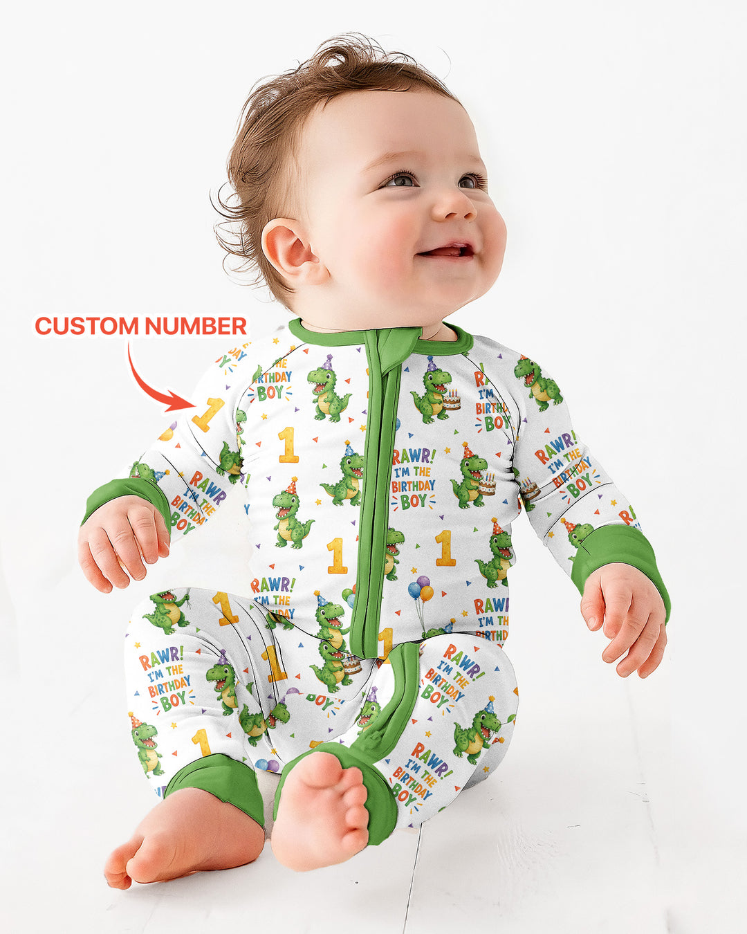 Personalized Dinosaur Birthday Boy Bamboo Convertible Zippy