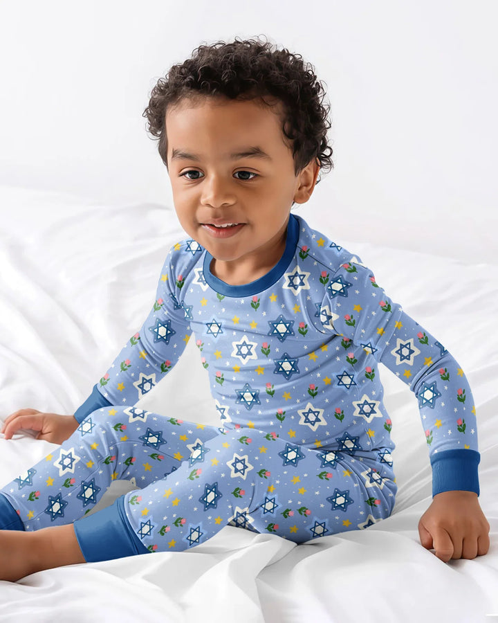 Starry Bloom Blessings Family Matching Bamboo Two Piece Long Sleeve Pajama Set