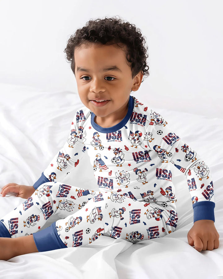 One Nation One Team Bamboo Two Piece Long Sleeve Pajama Set