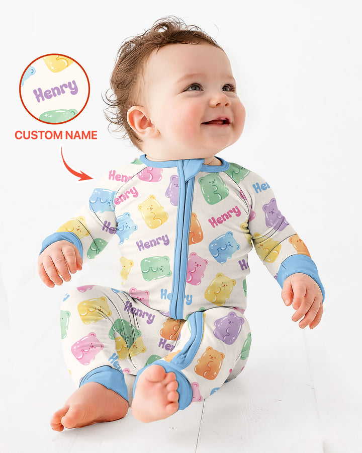 Kawaii Jelly Gummy Bears Custom Name Bamboo Convertible Zippy