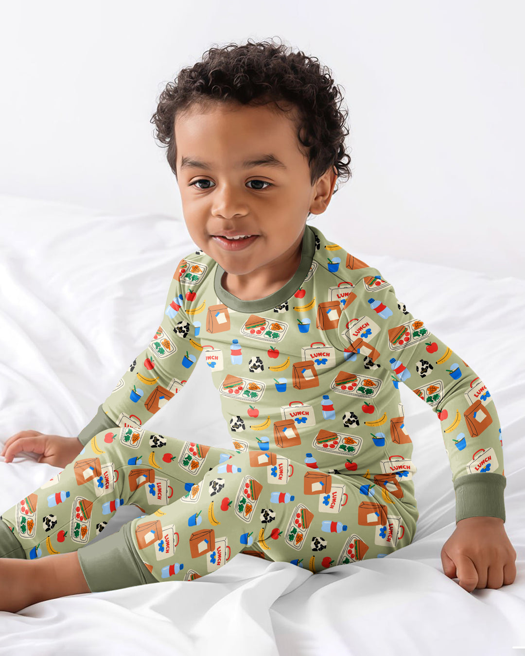 Happy School Lunch Bamboo Two Piece Long Sleeve Pajama Set