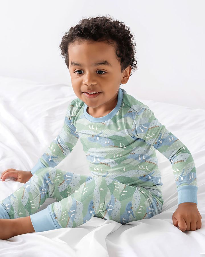 Wandering Geese Family Matching Bamboo Two Piece Long Sleeve Pajama Set