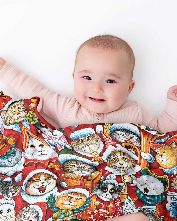 Cats Wear Noel Hat Bamboo Blanket