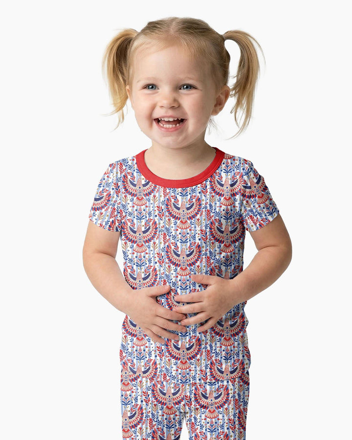 Patriotic Eagle Bamboo Two Piece Short Sleeve Pajama Set