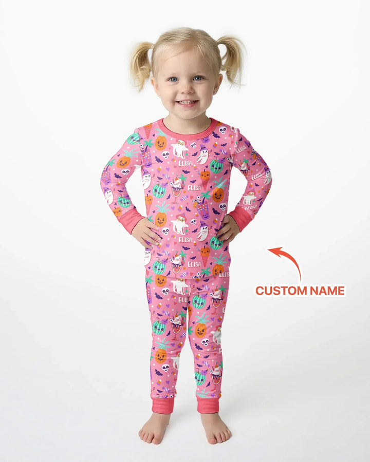 Summerween Doodles Bamboo Two Piece Long Sleeve Pajama Set