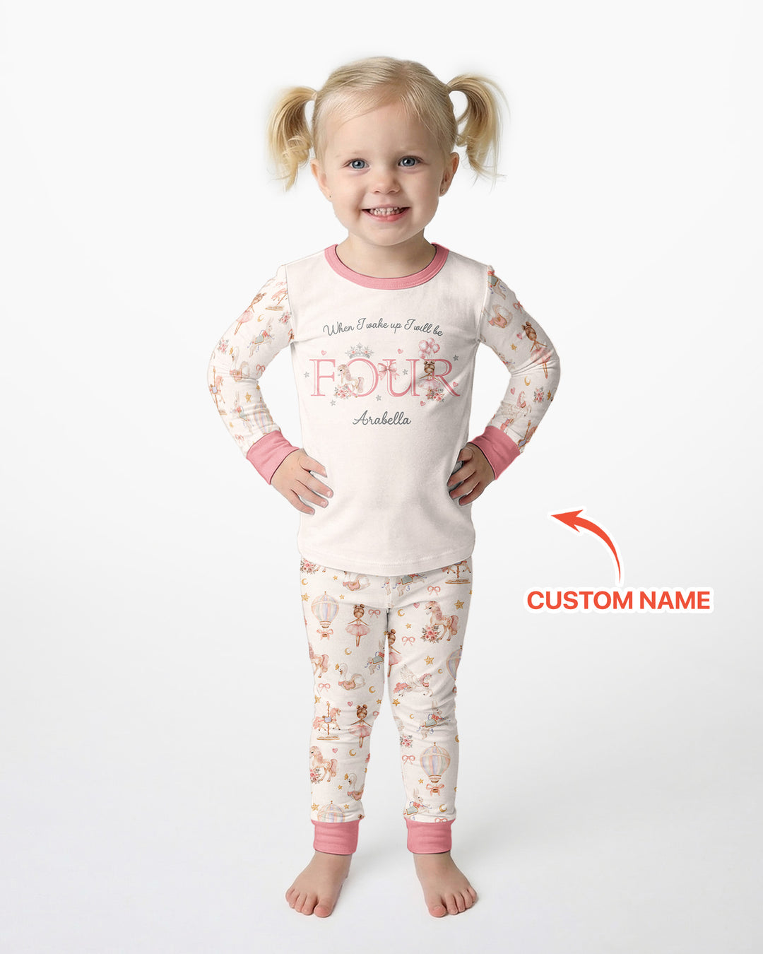 Custom Name When I Wake Up Girly Birthday Bamboo Two Piece Long Sleeve Pajama Set