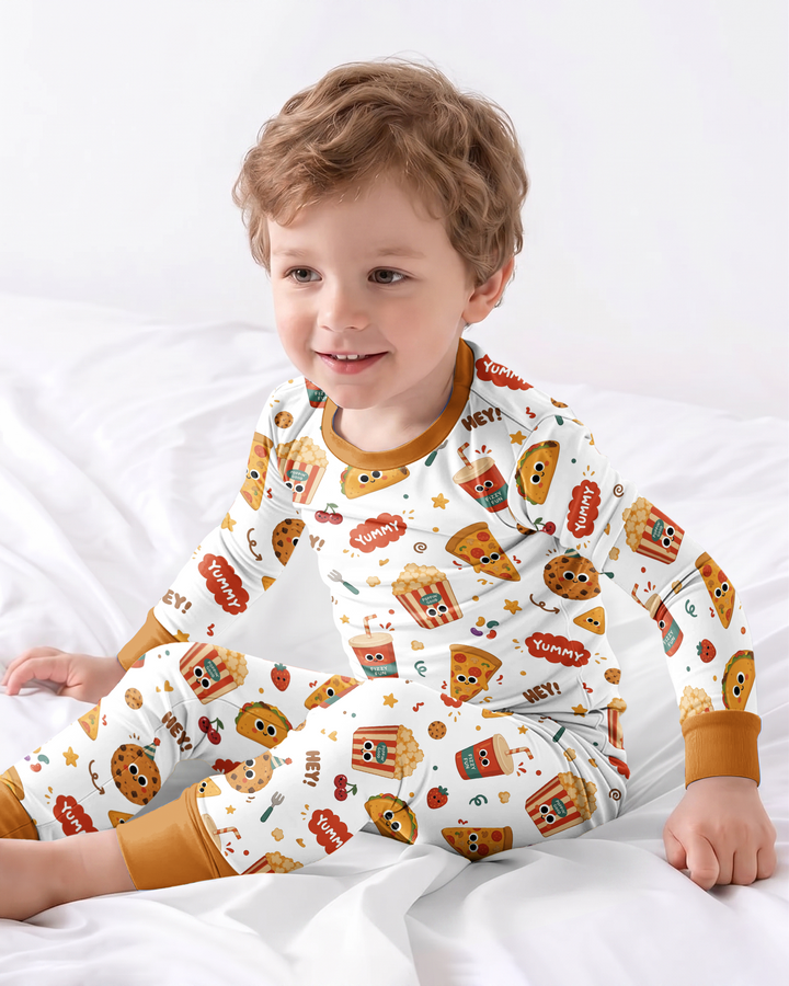 Happy Snack Bamboo Two Piece Long Sleeve Pajama Set