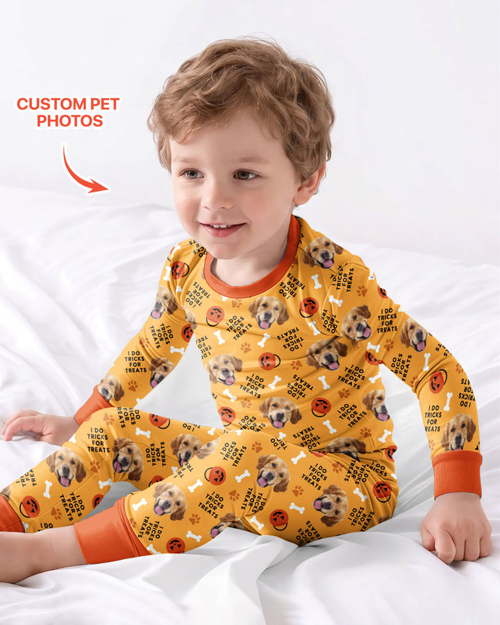 Custom Pet Photo Tricks for Treats  Bamboo Two Piece Long Sleeve Pajama Set