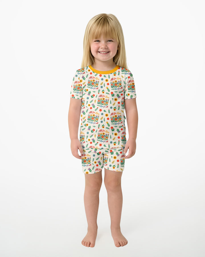 Love For All Family Matching Bamboo Two Piece Short Sleeve Shorts Pajama Set