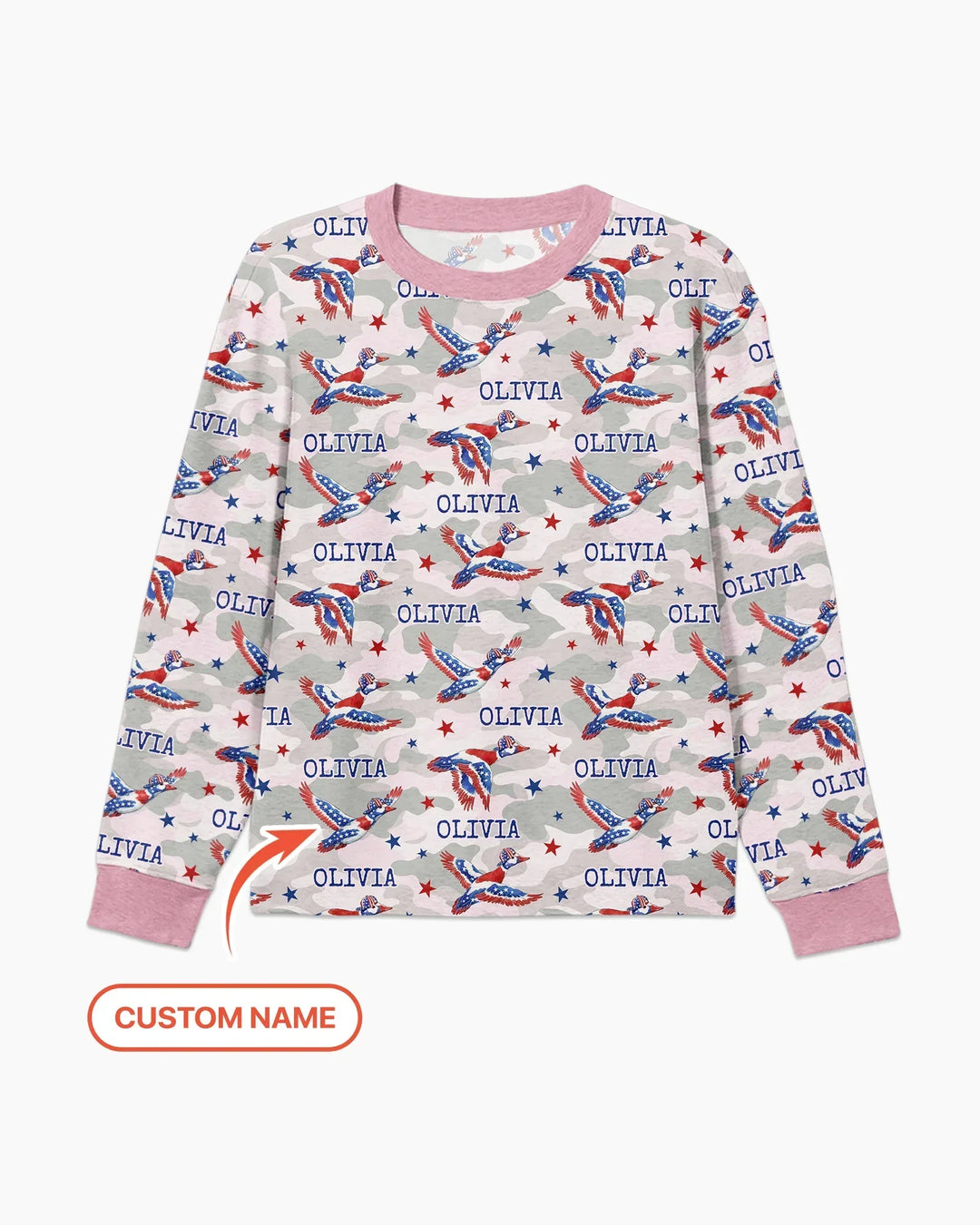Custom Name America Mallard Duck Family Matching Bamboo Men's Pajama Set