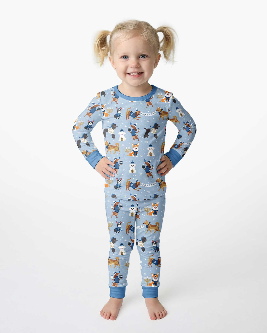 Hanukkah Dogs Bamboo Two Piece Long Sleeve Pajama Set
