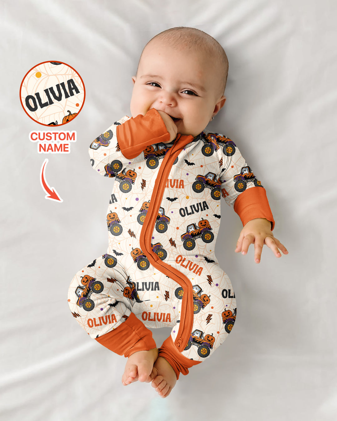 Custom Name Halloween Monster Truck Bamboo Convertible Zippy