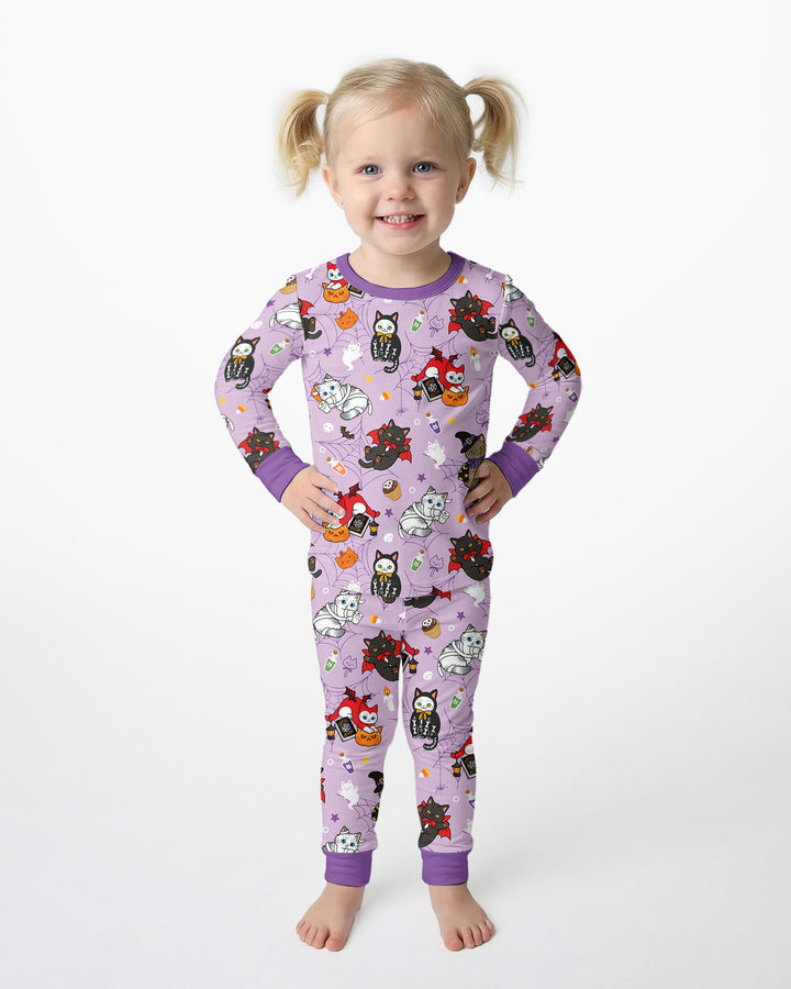 Spooky Kittie Bamboo Two Piece Long Sleeve Pajama Set