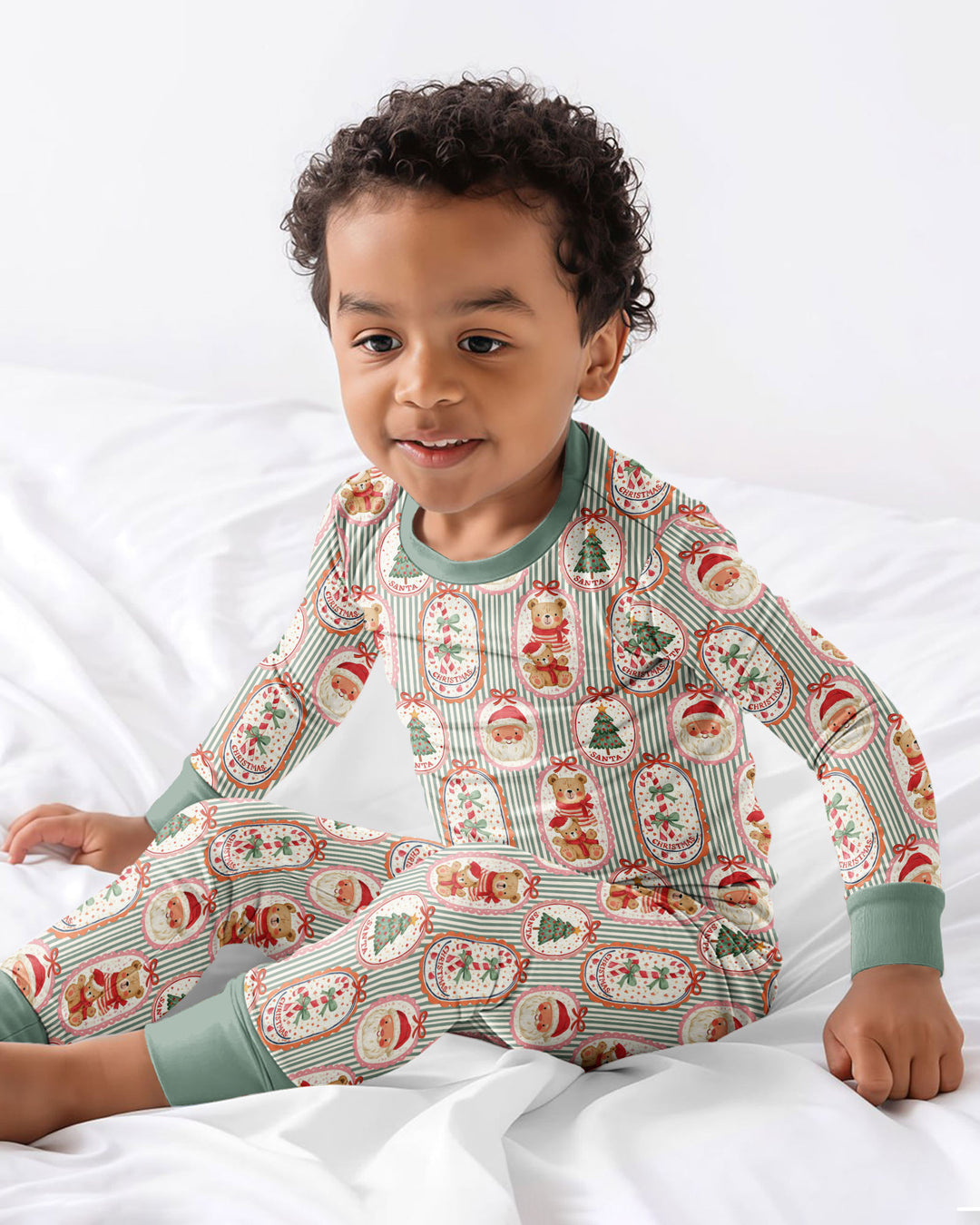 Vintage Christmas Keepsakes Bamboo Two Piece Long Sleeve Pajama Set