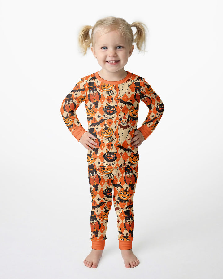 Vintage Halloween Carnival Bamboo Two Piece Long Sleeve Pajama Set