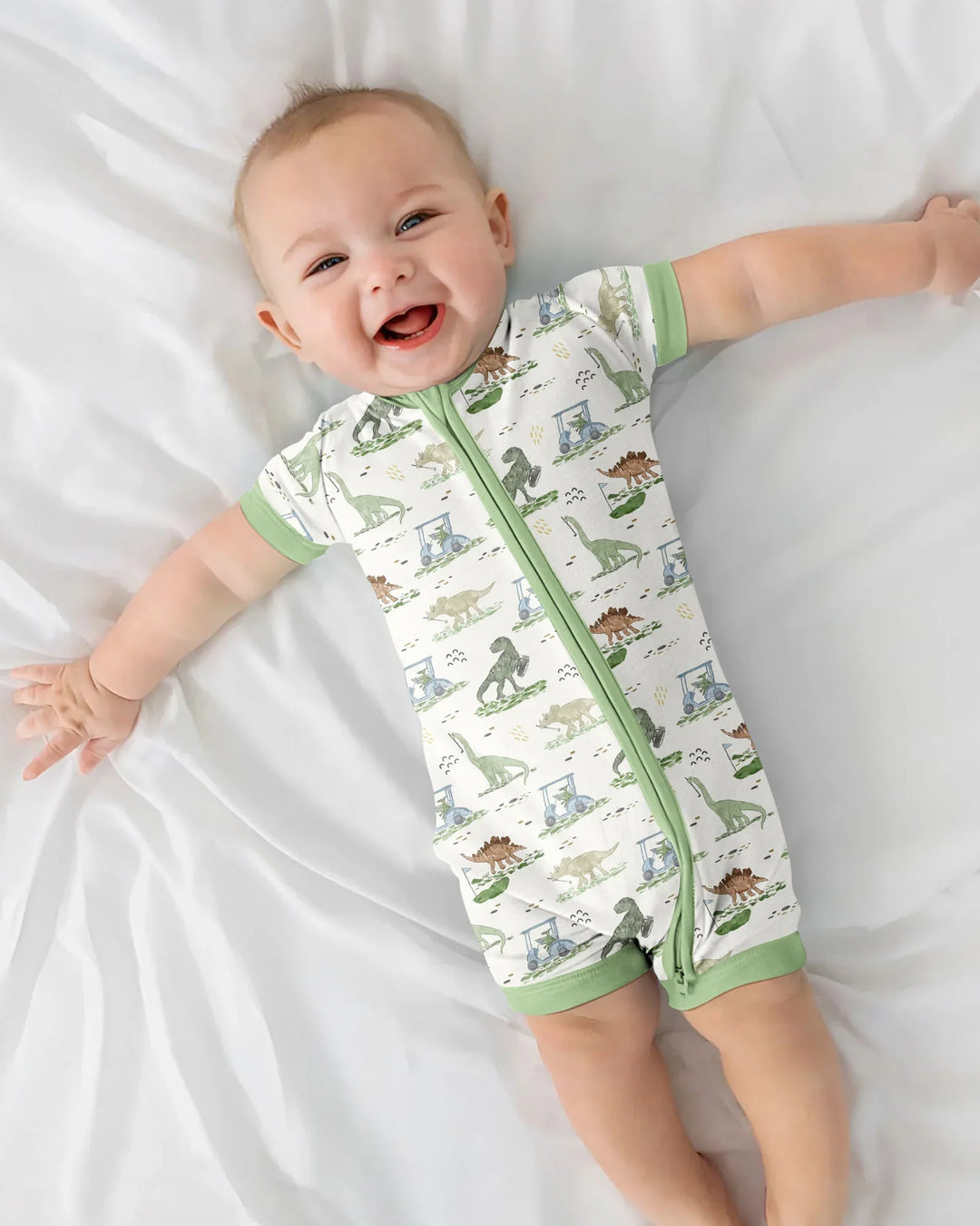 Dinos On The Green Daddy & Me Matching Bamboo Shorty Zippy